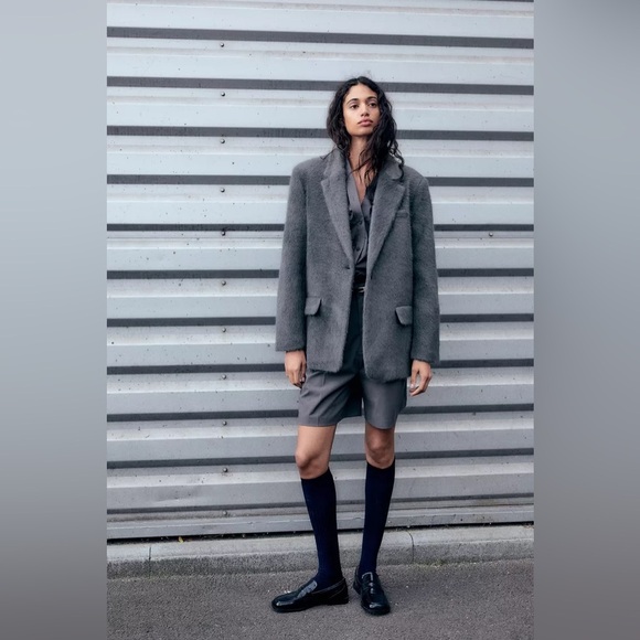 🦋 Bloggers Favorite 🦋 NWT Zara Faux Fur Soft Oversized Straight Cut Blazer M - Picture 8 of 16